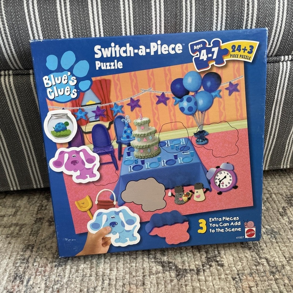 1998 VTG Retro Mattel Viacom Blue's Clues Switch a piece Puzzle 27 pc Kids Toy - Picture 2 of 5